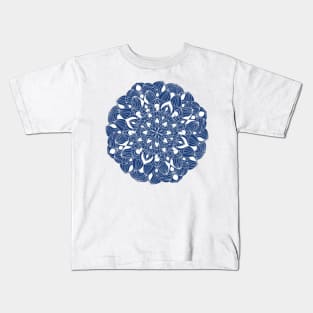 Navy Days Mandala - Intricate Digital Illustration - Colorful Vibrant and Eye-catching Design for printing on t-shirts, wall art, pillows, phone cases, mugs, tote bags, notebooks and more Kids T-Shirt